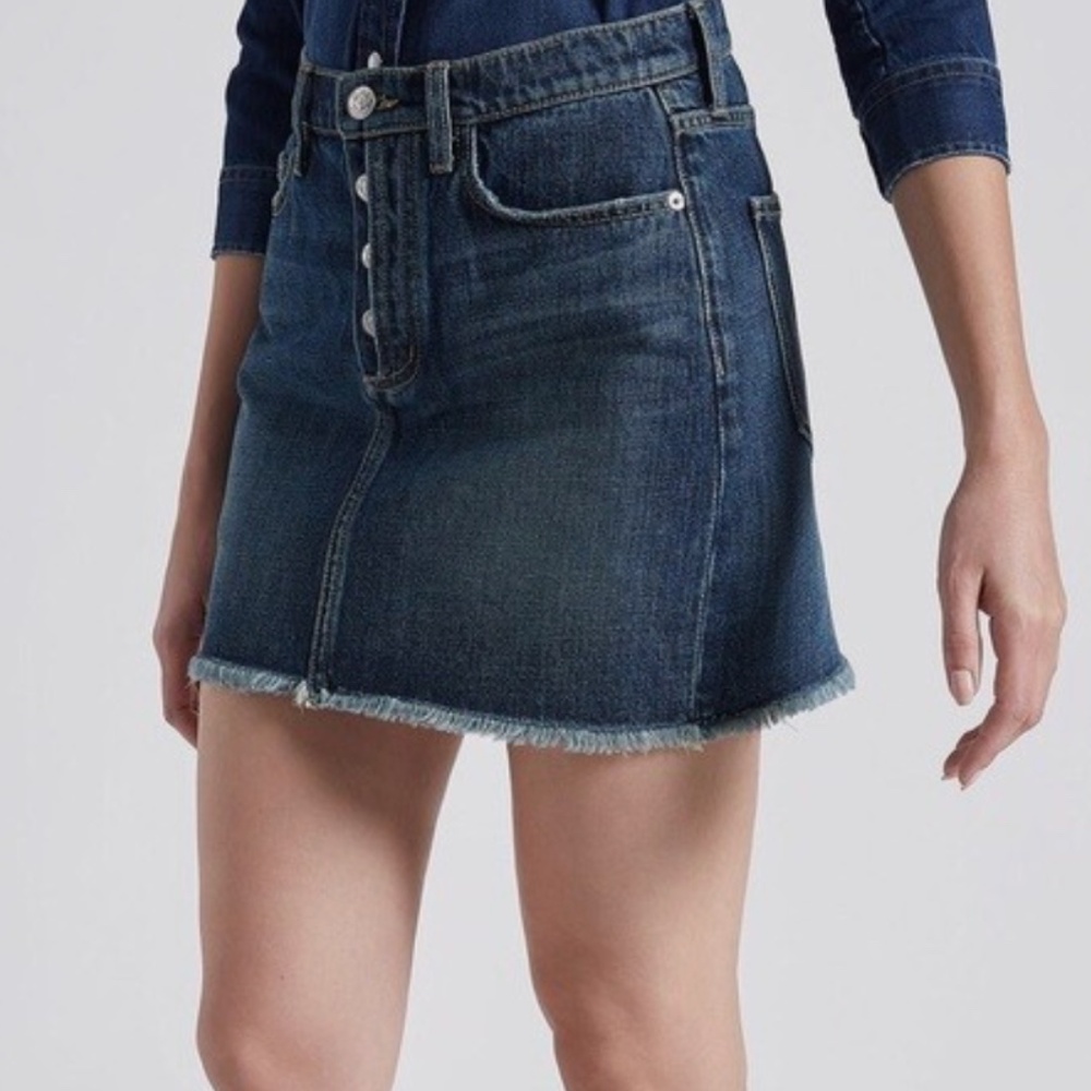 Like new Current Elliot raw edge mini denim skirt, size 24